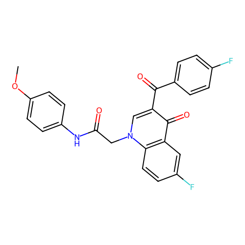 2-[6-fluoro-3-(4-fluorobenzoyl)-4-oxoquinolin-1-yl]-N-(4-methoxyphenyl)acetamide structure