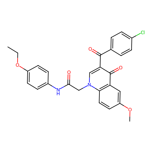 2-[3-(4-chlorobenzoyl)-6-methoxy-4-oxoquinolin-1-yl]-N-(4-ethoxyphenyl)acetamide structure