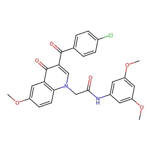 2-[3-(4-chlorobenzoyl)-6-methoxy-4-oxo-1,4-dihydroquinolin-1-yl]-N-(3,5-dimethoxyphenyl)acetamide structure