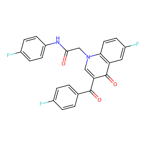 2-[6-fluoro-3-(4-fluorobenzoyl)-4-oxoquinolin-1-yl]-N-(4-fluorophenyl)acetamide structure