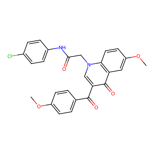 N-(4-chlorophenyl)-2-[6-methoxy-3-(4-methoxybenzoyl)-4-oxo-1,4-dihydroquinolin-1-yl]acetamide structure