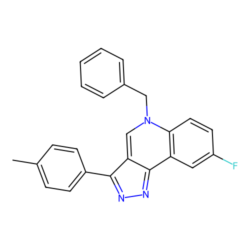 5-benzyl-8-fluoro-3-(p-tolyl)-5H-pyrazolo[4,3-c]quinoline structure