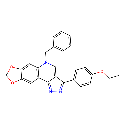5-benzyl-3-(4-ethoxyphenyl)-5H-[1,3]dioxolo[4,5-g]pyrazolo[4,3-c]quinoline structure