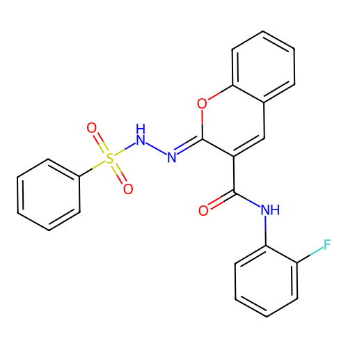 (2Z)-2-(benzenesulfonylhydrazinylidene)-N-(2-fluorophenyl)chromene-3-carboxamide structure