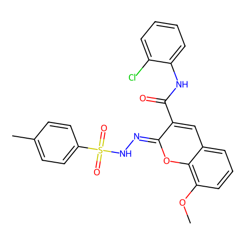 (2Z)-N-(2-chlorophenyl)-8-methoxy-2-[(4-methylbenzenesulfonamido)imino]-2H-chromene-3-carboxamide structure