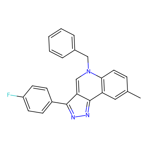 5-benzyl-3-(4-fluorophenyl)-8-methyl-5H-pyrazolo[4,3-c]quinoline structure