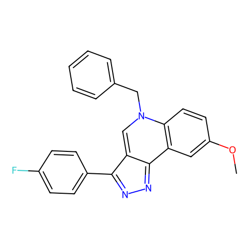 5-benzyl-3-(4-fluorophenyl)-8-methoxy-5H-pyrazolo[4,3-c]quinoline structure