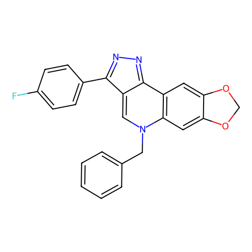 5-benzyl-3-(4-fluorophenyl)-5H-[1,3]dioxolo[4,5-g]pyrazolo[4,3-c]quinoline structure