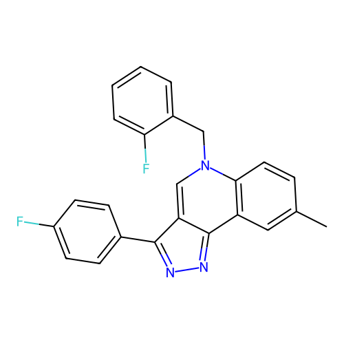 5-(2-fluorobenzyl)-3-(4-fluorophenyl)-8-methyl-5H-pyrazolo[4,3-c]quinoline structure