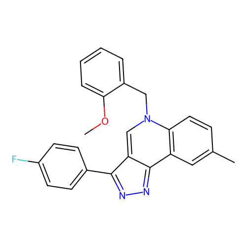 3-(4-fluorophenyl)-5-(2-methoxybenzyl)-8-methyl-5H-pyrazolo[4,3-c]quinoline structure
