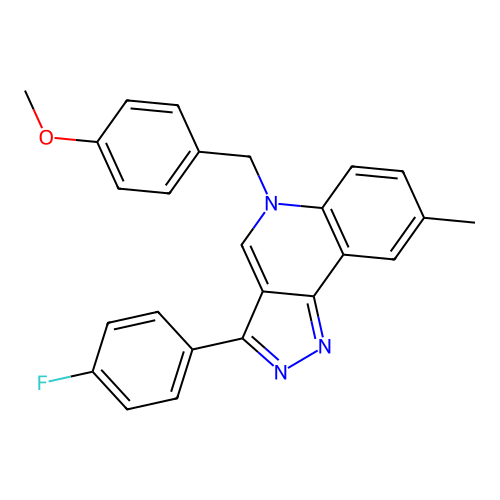 3-(4-fluorophenyl)-5-(4-methoxybenzyl)-8-methyl-5H-pyrazolo[4,3-c]quinoline structure