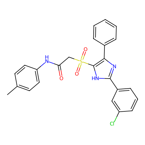 2-((2-(3-chlorophenyl)-5-phenyl-1H-imidazol-4-yl)sulfonyl)-N-(p-tolyl)acetamide structure