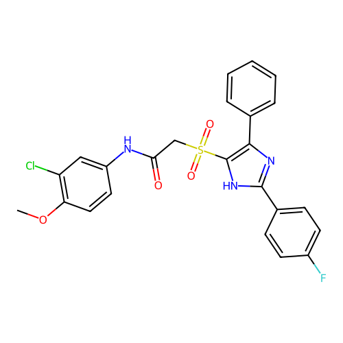 N-(3-chloro-4-methoxyphenyl)-2-{[2-(4-fluorophenyl)-5-phenyl-1H-imidazol-4-yl]sulfonyl}acetamide structure