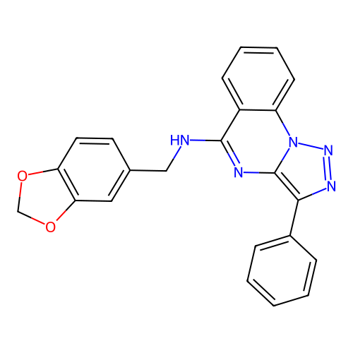 N-(1,3-benzodioxol-5-ylmethyl)-3-phenyltriazolo[1,5-a]quinazolin-5-amine structure
