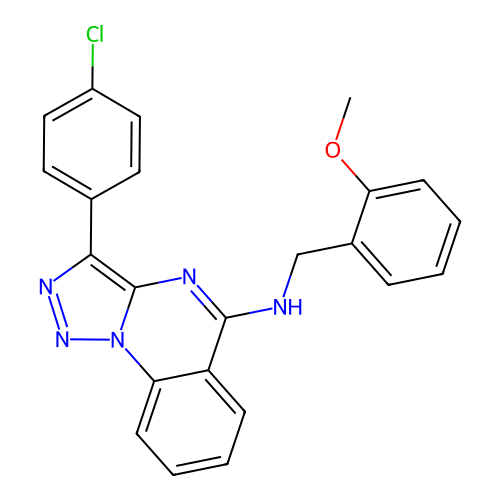 3-(4-chlorophenyl)-N-[(2-methoxyphenyl)methyl]triazolo[1,5-a]quinazolin-5-amine structure
