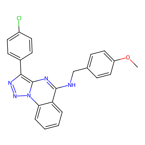 3-(4-chlorophenyl)-N-[(4-methoxyphenyl)methyl]triazolo[1,5-a]quinazolin-5-amine structure