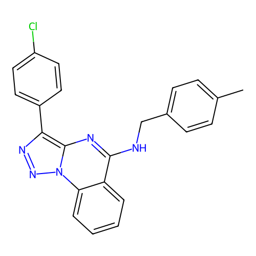 3-(4-chlorophenyl)-N-[(4-methylphenyl)methyl]triazolo[1,5-a]quinazolin-5-amine structure