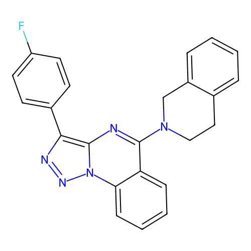 5-(3,4-dihydro-1H-isoquinolin-2-yl)-3-(4-fluorophenyl)triazolo[1,5-a]quinazoline structure