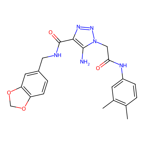 5-amino-N-(1,3-benzodioxol-5-ylmethyl)-1-[2-(3,4-dimethylanilino)-2-oxoethyl]triazole-4-carboxamide structure