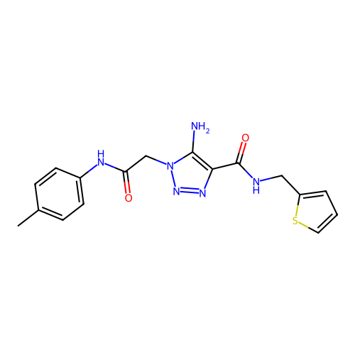 5-amino-1-{[(4-methylphenyl)carbamoyl]methyl}-N-[(thiophen-2-yl)methyl]-1H-1,2,3-triazole-4-carboxamide structure