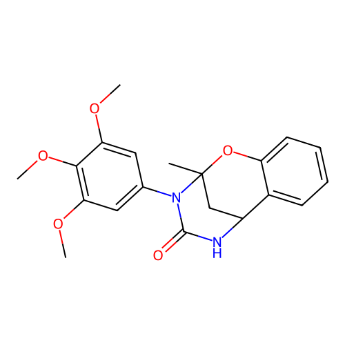 2-methyl-3-(3,4,5-trimethoxyphenyl)-2,3,5,6-tetrahydro-4H-2,6-methano-1,3,5-benzoxadiazocin-4-one structure
