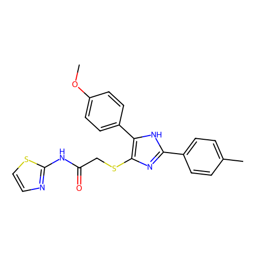 2-{[5-(4-METHOXYPHENYL)-2-(4-METHYLPHENYL)-1H-IMIDAZOL-4-YL]SULFANYL}-N-(1,3-THIAZOL-2-YL)ACETAMIDE structure