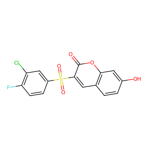 3-[(3-chloro-4-fluorophenyl)sulfonyl]-7-hydroxy-2H-chromen-2-one structure