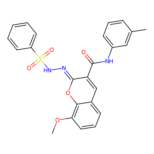 (2Z)-2-(benzenesulfonamidoimino)-8-methoxy-N-(3-methylphenyl)-2H-chromene-3-carboxamide structure