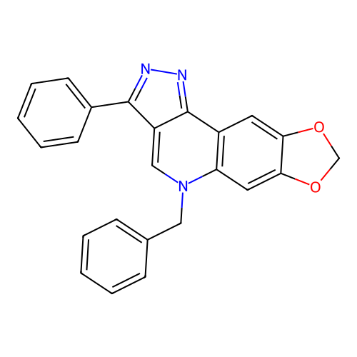 5-benzyl-3-phenyl-5H-[1,3]dioxolo[4,5-g]pyrazolo[4,3-c]quinoline structure