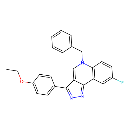 5-benzyl-3-(4-ethoxyphenyl)-8-fluoro-5H-pyrazolo[4,3-c]quinoline structure
