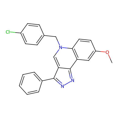 5-[(4-Chlorophenyl)methyl]-8-methoxy-3-phenylpyrazolo[4,3-c]quinoline structure