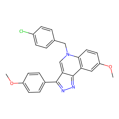 5-[(4-Chlorophenyl)methyl]-8-methoxy-3-(4-methoxyphenyl)pyrazolo[4,3-c]quinoline structure