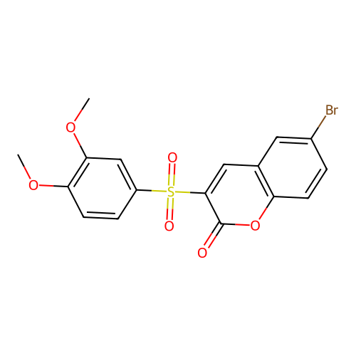 6-bromo-3-[(3,4-dimethoxyphenyl)sulfonyl]-2H-chromen-2-one structure