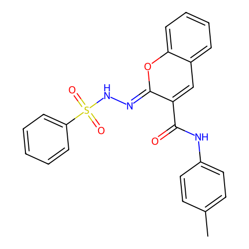 (2Z)-2-(benzenesulfonylhydrazinylidene)-N-(4-methylphenyl)chromene-3-carboxamide structure