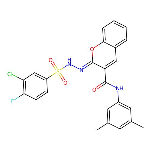 (2Z)-2-[(3-chloro-4-fluorobenzenesulfonamido)imino]-N-(3,5-dimethylphenyl)-2H-chromene-3-carboxamide structure