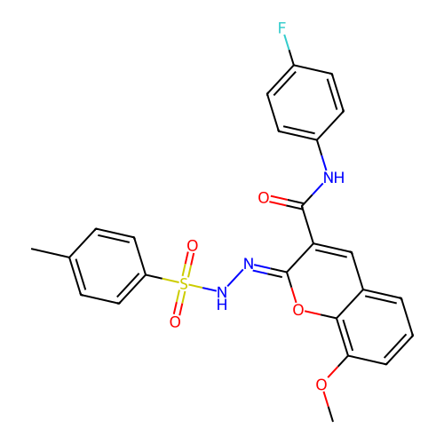 (2Z)-N-(4-fluorophenyl)-8-methoxy-2-[(4-methylbenzenesulfonamido)imino]-2H-chromene-3-carboxamide structure