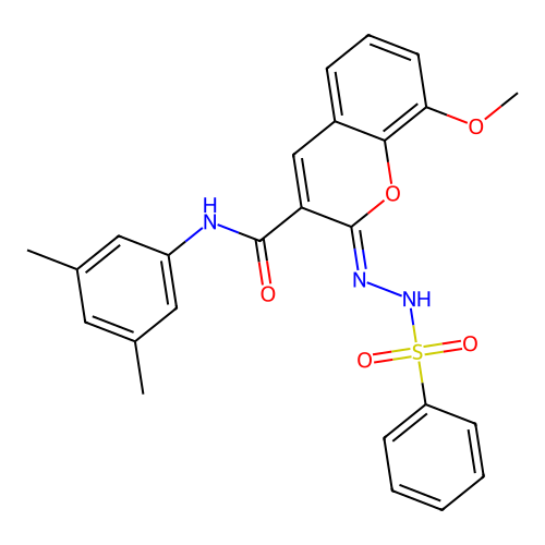 (2Z)-2-(benzenesulfonamidoimino)-N-(3,5-dimethylphenyl)-8-methoxy-2H-chromene-3-carboxamide structure