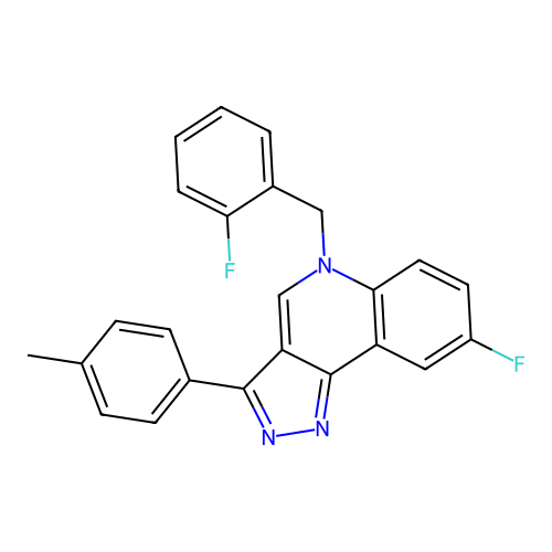 8-fluoro-5-(2-fluorobenzyl)-3-(p-tolyl)-5H-pyrazolo[4,3-c]quinoline structure