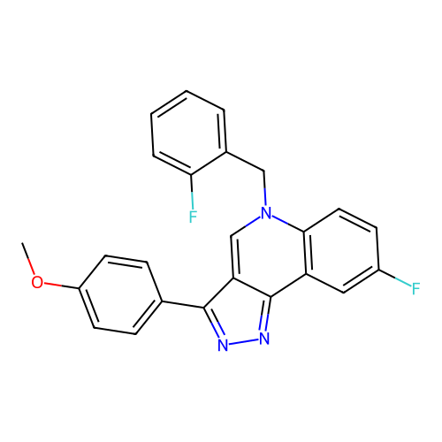 8-fluoro-5-(2-fluorobenzyl)-3-(4-methoxyphenyl)-5H-pyrazolo[4,3-c]quinoline structure