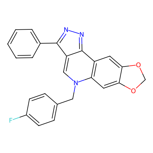 5-(4-fluorobenzyl)-3-phenyl-5H-[1,3]dioxolo[4,5-g]pyrazolo[4,3-c]quinoline structure
