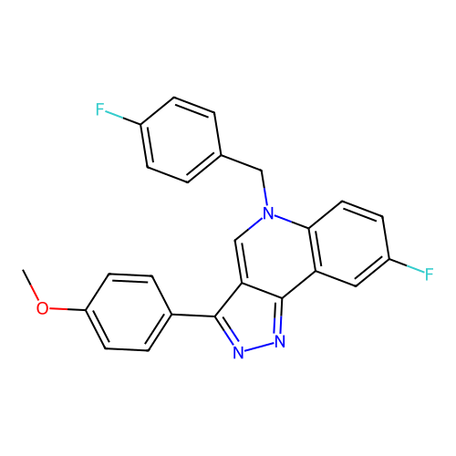 8-fluoro-5-(4-fluorobenzyl)-3-(4-methoxyphenyl)-5H-pyrazolo[4,3-c]quinoline structure
