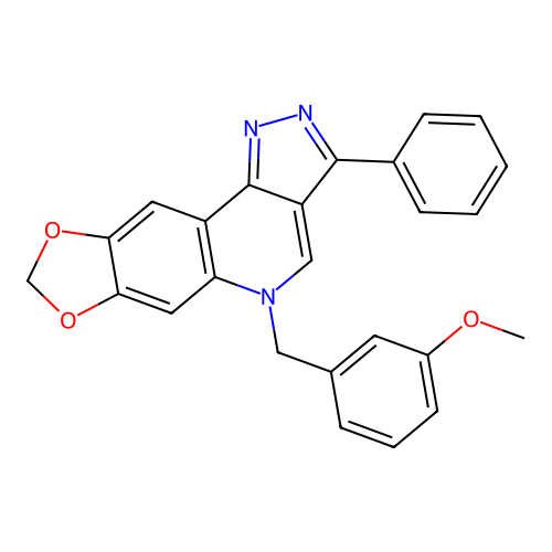 5-(3-methoxybenzyl)-3-phenyl-5H-[1,3]dioxolo[4,5-g]pyrazolo[4,3-c]quinoline structure