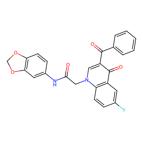 2-(3-benzoyl-6-fluoro-4-oxo-1,4-dihydroquinolin-1-yl)-N-(2H-1,3-benzodioxol-5-yl)acetamide structure