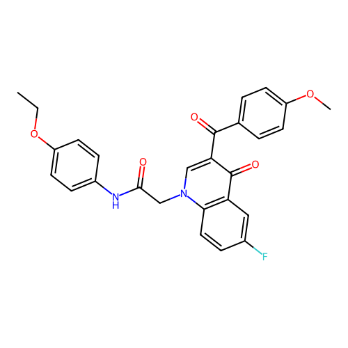 N-(4-ethoxyphenyl)-2-[6-fluoro-3-(4-methoxybenzoyl)-4-oxoquinolin-1-yl]acetamide structure