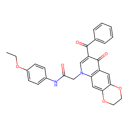 2-{8-benzoyl-9-oxo-2H,3H,6H,9H-[1,4]dioxino[2,3-g]quinolin-6-yl}-N-(4-ethoxyphenyl)acetamide structure