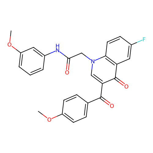 2-[6-fluoro-3-(4-methoxybenzoyl)-4-oxo-1,4-dihydroquinolin-1-yl]-N-(3-methoxyphenyl)acetamide structure