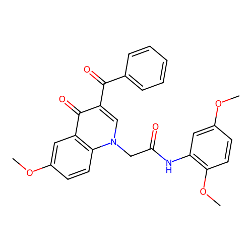 2-(3-benzoyl-6-methoxy-4-oxo-1,4-dihydroquinolin-1-yl)-N-(2,5-dimethoxyphenyl)acetamide structure