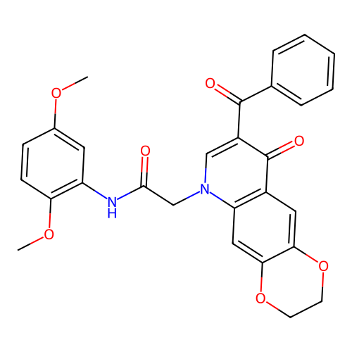 2-{8-benzoyl-9-oxo-2H,3H,6H,9H-[1,4]dioxino[2,3-g]quinolin-6-yl}-N-(2,5-dimethoxyphenyl)acetamide structure
