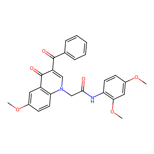 2-(3-benzoyl-6-methoxy-4-oxoquinolin-1-yl)-N-(2,4-dimethoxyphenyl)acetamide structure