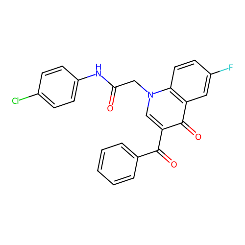 2-(3-benzoyl-6-fluoro-4-oxoquinolin-1-yl)-N-(4-chlorophenyl)acetamide structure